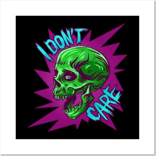 I Don't Care Screaming Skull Nihilist Meme Vintage Comic Pop Art Posters and Art